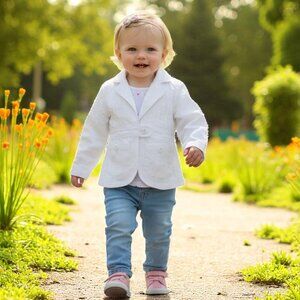 Motionwear Mini White Embroidered Floral Lined Jacket 18-23 Months